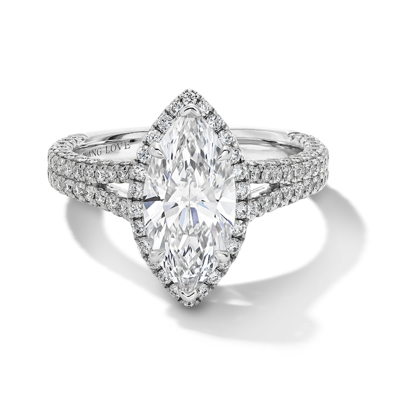 Main Image 1 of Vera Wang Love Collection 3 CT. T.W. Marquise-Cut Certified Lab-Grown Diamond Engagement Ring in Platinum (F/VS2)