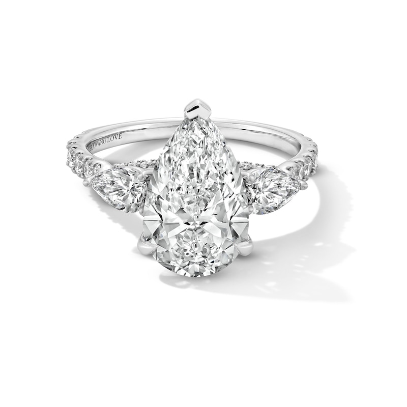 Main Image 1 of Vera Wang Love Collection 3-7/8 CT. T.W. Pear-Shaped Certified Lab-Grown Diamond Engagement Ring in Platinum (F/VS2)