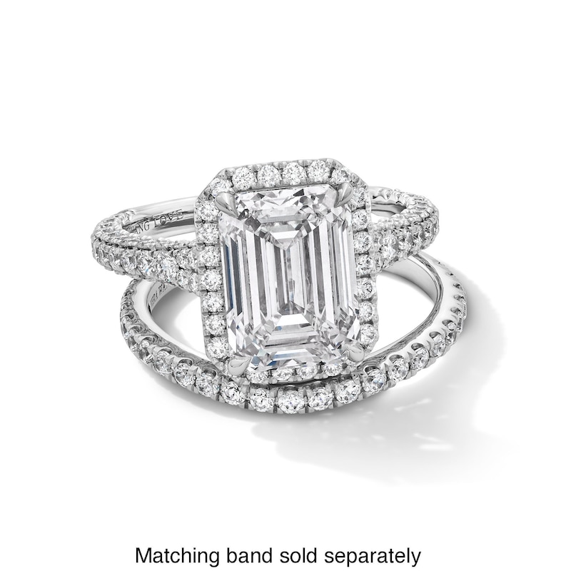 Main Image 3 of Vera Wang Love Collection 5 CT. T.W. Emerald-Cut Certified Lab-Grown Diamond Engagement Ring in Platinum (F/VS2)