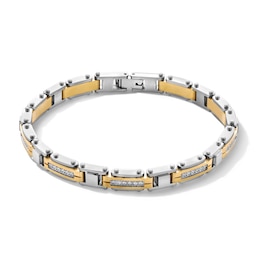 1/2 CT. T.W. Diamond Link Bracelet in Solid Two-Tone Stainless Steel - 8.25”
