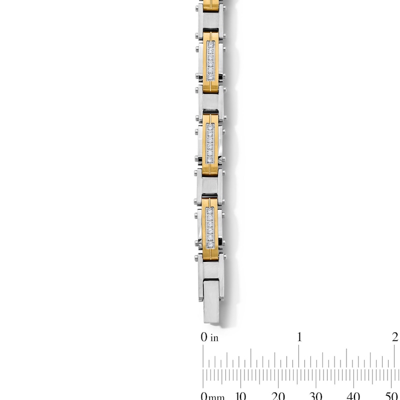 Main Image 2 of 1/2 CT. T.W. Diamond Link Bracelet in Solid Two-Tone Stainless Steel - 8.25”