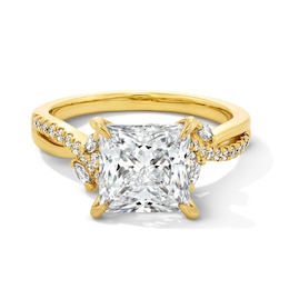 3-1/3 CT. T.W. Princess-Cut Certified Lab-Grown Diamond Solitaire Ring with Side Accent in 14K Gold (F/VS2)