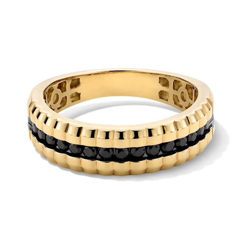 Main Image 1 of 1/2 CT. T.W. Black Diamond Fashion Band in 10K Gold with Black Rhodium