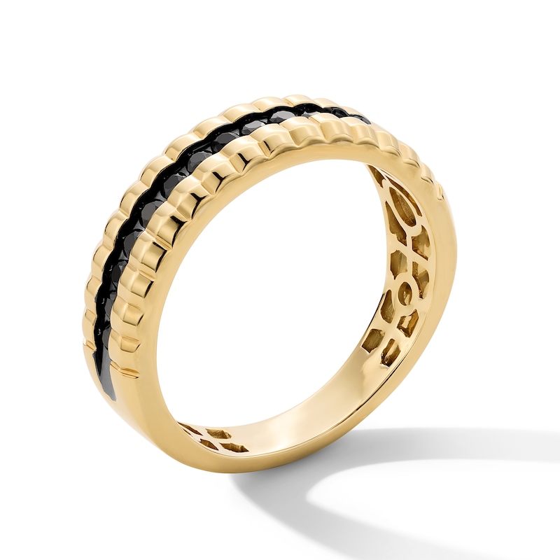Main Image 2 of 1/2 CT. T.W. Black Diamond Fashion Band in 10K Gold with Black Rhodium
