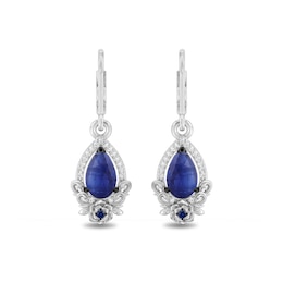 Enchanted Disney Cinderella 75th Anniversary Kyanite, Sapphire and 1/10 CT. T.W. Diamond Earrings in Sterling Silver