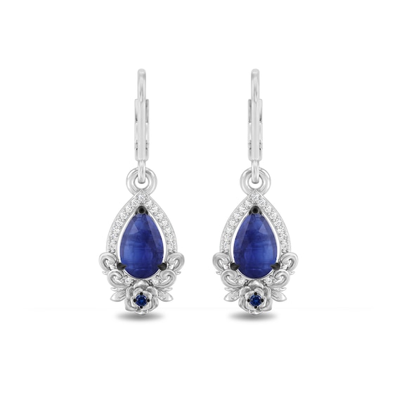 Enchanted Disney Cinderella 75th Anniversary Kyanite, Sapphire and 1/10 CT. T.w. Diamond Earrings in Sterling Silver