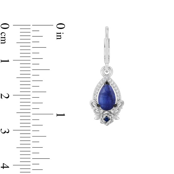 Enchanted Disney Cinderella 75th Anniversary Kyanite, Sapphire and 1/10 CT. T.w. Diamond Earrings in Sterling Silver