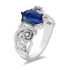 Thumbnail Image 2 of Enchanted Disney Cinderella Oval Kyanite and 1/8 CT. T.W. Diamond Floral Ring in Sterling Silver
