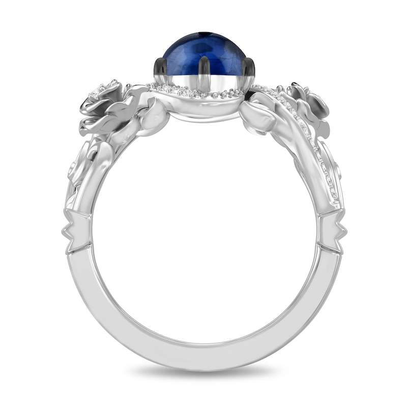 Main Image 3 of Enchanted Disney Cinderella Oval Kyanite and 1/8 CT. T.W. Diamond Floral Ring in Sterling Silver