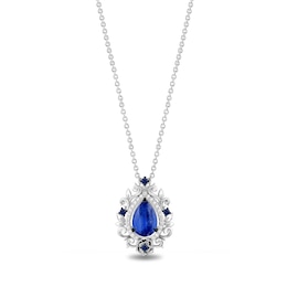 Enchanted Disney Cinderella 75th Anniversary Kyanite, Sapphire and 1/10 CT. T.W. Diamond Necklace in Sterling Silver