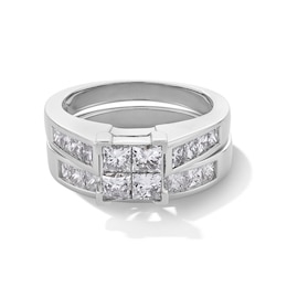 Previously Owned - 2 CT. T.W. Quad Princess-Cut Diamond Soldered Bridal Set in 14K White Gold