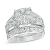 Thumbnail Image 1 of Previously Owned - 2-1/2 CT. T.W. Diamond Cluster Soldered Bridal Set in 14K White Gold