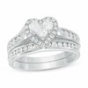 Thumbnail Image 1 of Previously Owned - 3/4 CT. T.W. Diamond Heart Soldered Bridal Set in 14K White Gold