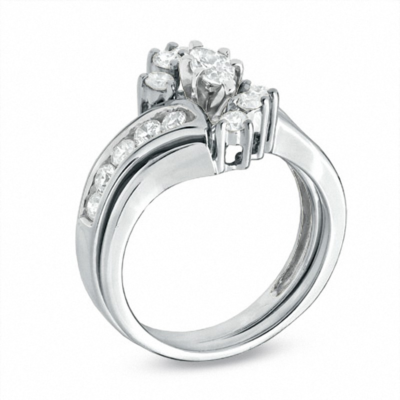 Main Image 2 of Previously Owned - 1 CT. T.W. Marquise Diamond Soldered Bridal Set in 14K White Gold