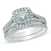 Thumbnail Image 1 of Previously Owned - Celebration Ideal 1 CT. T.W. Diamond Frame Soldered Bridal Set in 14K White Gold