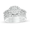 Thumbnail Image 1 of Previously Owned - 2 CT. T.W. Composite Diamond Cushion Frame Three Piece Soldered Bridal Set in 14K White Gold