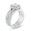 Thumbnail Image 2 of Previously Owned - 2 CT. T.W. Composite Diamond Cushion Frame Three Piece Soldered Bridal Set in 14K White Gold