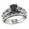 Thumbnail Image 1 of Previously Owned - 1-3/8 CT. T.W. Black Diamond Vintage-Style Soldered Bridal Set in 10K White Gold