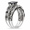 Thumbnail Image 2 of Previously Owned - 1-3/8 CT. T.W. Black Diamond Vintage-Style Soldered Bridal Set in 10K White Gold