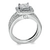 Thumbnail Image 2 of Previously Owned - 1-1/2 CT. T.W. Quad Princess-Cut Diamond Vintage-Style Soldered Bridal Set in 14K White Gold
