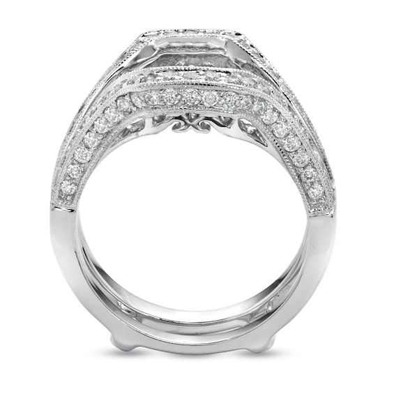 Previously Owned - 2 CT. T.w. Princess-Cut Diamond Frame Soldered Bridal Set in 14K White Gold