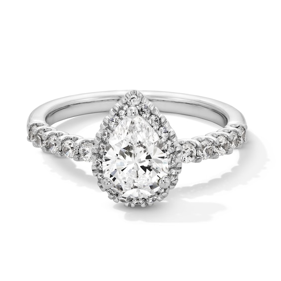 1-1/2 CT. T.w. Pear-Shaped Certified Lab-Grown Diamond Frame Ring in 14K White Gold (F/Si2)