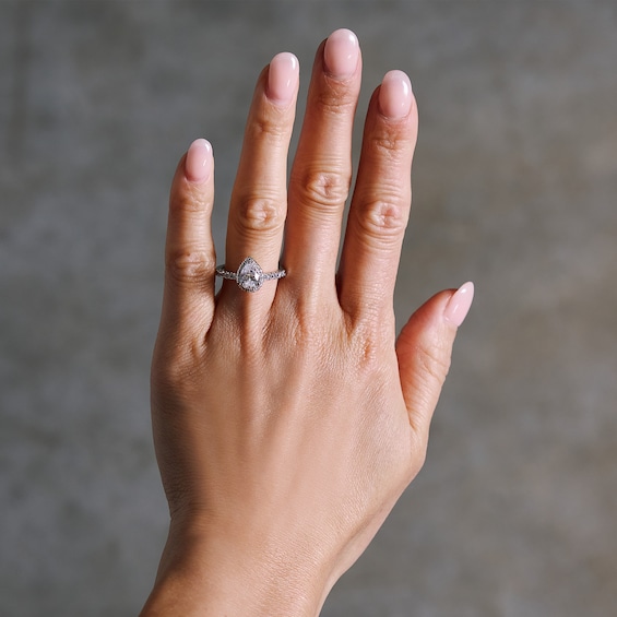 1-1/2 CT. T.w. Pear-Shaped Certified Lab-Grown Diamond Frame Ring in 14K White Gold (F/Si2)