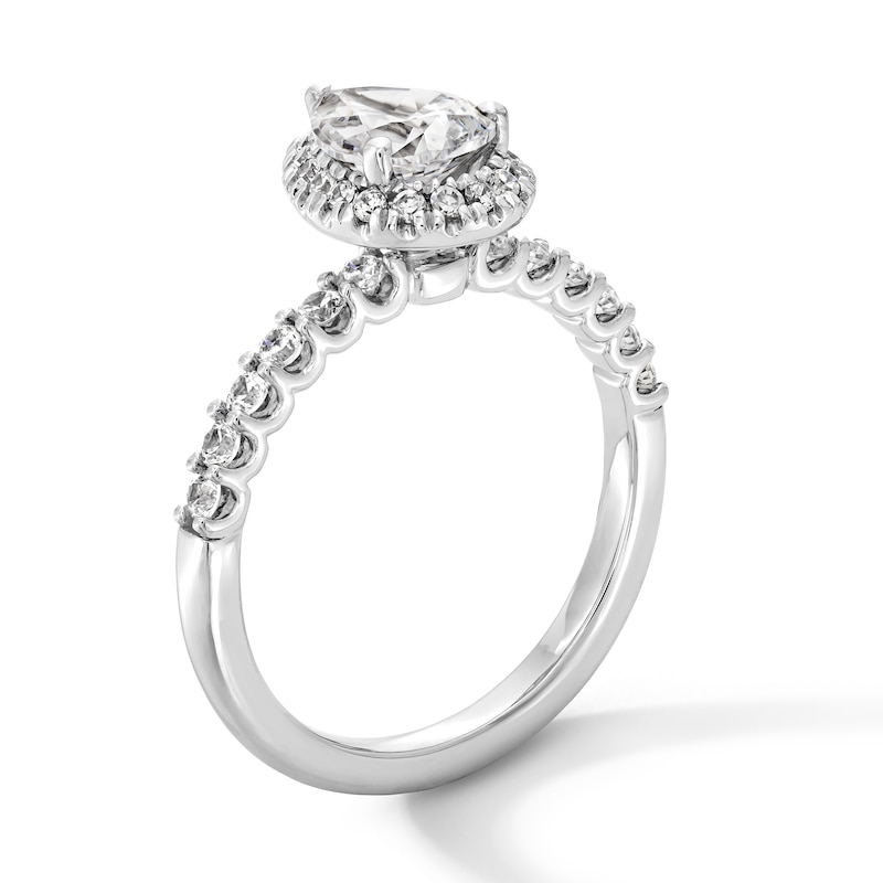 Main Image 2 of 1-1/2 CT. T.W. Pear-Shaped Certified Lab-Grown Diamond Frame Ring in 14K White Gold (F/SI2)