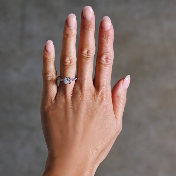 1-1/2 CT. T.w. Princess-Cut Certified Lab-Grown Diamond Frame Ring in 14K White Gold (F/Si2)