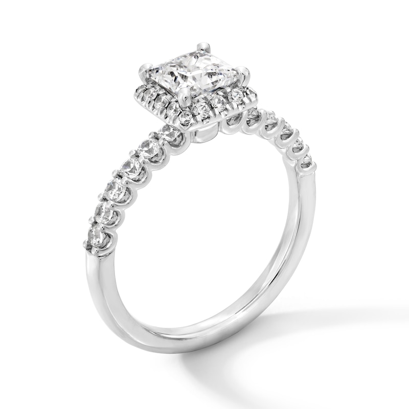 Main Image 2 of 1-1/2 CT. T.W. Princess-Cut Certified Lab-Grown Diamond Frame Ring in 14K White Gold (F/SI2)