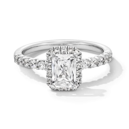 1-1/2 CT. T.W. Radiant-Cut Certified Lab-Grown Diamond Frame Ring in 14K White Gold (F/SI2)