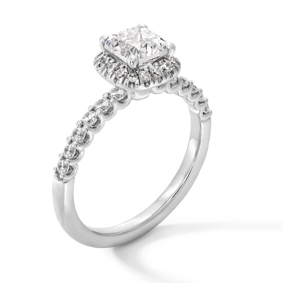 1-1/2 CT. T.w. Cushion-Cut Certified Lab-Grown Diamond Frame Ring in 14K White Gold (F/Si2)