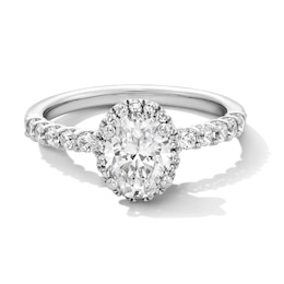 1-1/2 CT. T.W. Oval Certified Lab-Grown Diamond Frame Ring in 14K White Gold (F/SI2)