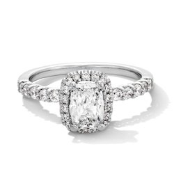 1-1/2 CT. T.W. Elongated Cushion-Cut Certified Lab-Grown Diamond Frame Ring in 14K White Gold (F/VS2)