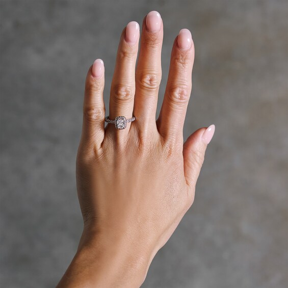 1-1/2 CT. T.w. Elongated Cushion-Cut Certified Lab-Grown Diamond Frame Ring in 14K White Gold (F/Vs2)