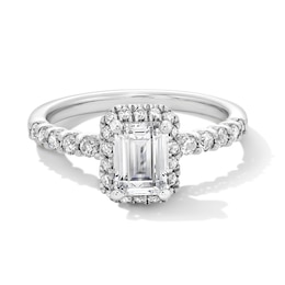 1-1/2 CT. T.W. Emerald-Cut Certified Lab-Grown Diamond Frame Ring in 14K White Gold (F/SI2)