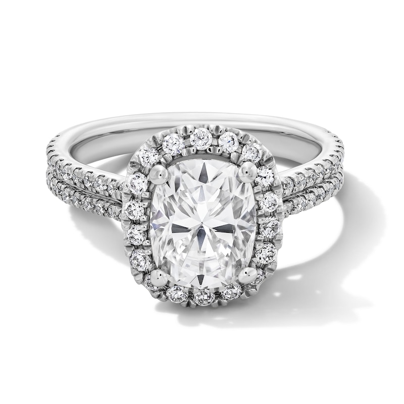 Main Image 1 of 2-5/8 CT. T.W. Certified Elongated Cushion-Cut Lab-Grown Diamond Frame Ring in 14K White Gold (F/VS2)