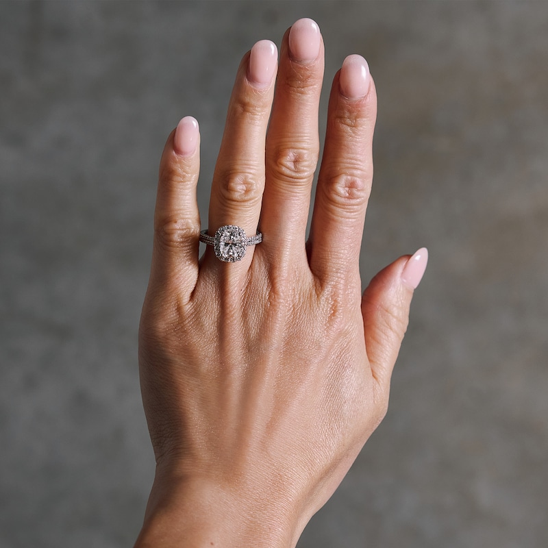 Main Image 2 of 2-5/8 CT. T.W. Certified Elongated Cushion-Cut Lab-Grown Diamond Frame Ring in 14K White Gold (F/VS2)