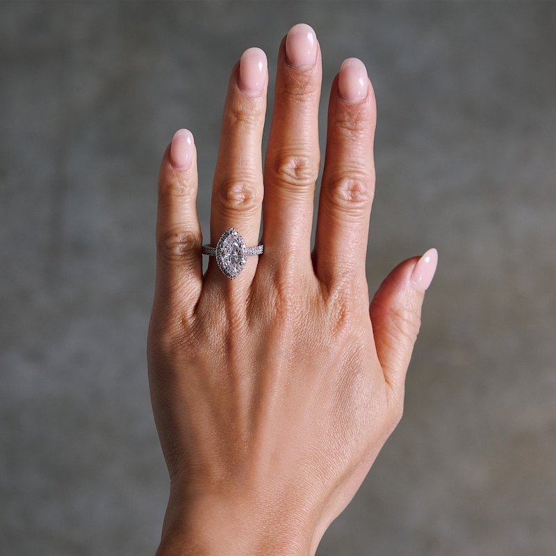 Main Image 2 of 2-5/8 CT. T.W. Marquise-Cut Certified Lab-Grown Diamond Frame Ring in 14K White Gold (F/SI2)