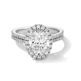 2-5/8 CT. T.W. Oval Certified Lab-Grown Diamond Frame Ring in 14K White Gold (F/SI2)