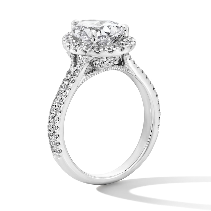 Main Image 2 of 2-5/8 CT. T.W. Pear-Shaped Certified Lab-Grown Diamond Frame Ring in 14K White Gold (F/SI2)