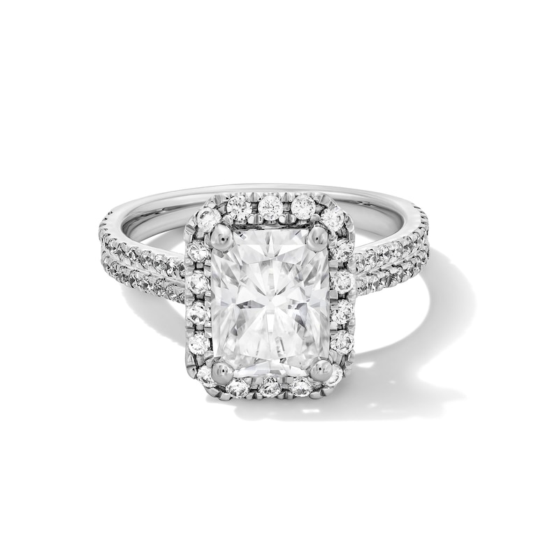 Main Image 1 of 2-5/8 CT. T.W. Radiant-Cut Certified Lab-Grown Diamond Frame Ring in 14K White Gold (F/SI2)