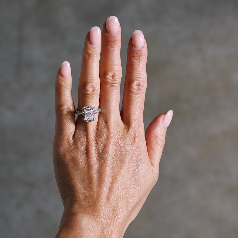 Main Image 2 of 2-5/8 CT. T.W. Radiant-Cut Certified Lab-Grown Diamond Frame Ring in 14K White Gold (F/SI2)