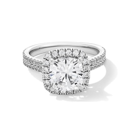 2-5/8 CT. T.W. Cushion-Cut Certified Lab-Grown Diamond Frame Ring in 14K White Gold (F/SI2)