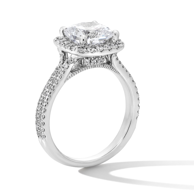Main Image 2 of 2-5/8 CT. T.W. Cushion-Cut Certified Lab-Grown Diamond Frame Ring in 14K White Gold (F/SI2)