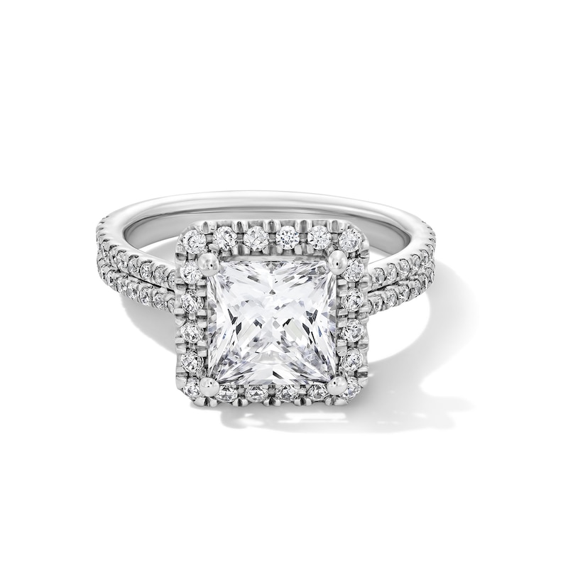 Main Image 1 of 2-5/8 CT. T.W. Princess-Cut Certified Lab-Grown Diamond Frame Ring in 14K White Gold (F/SI2)