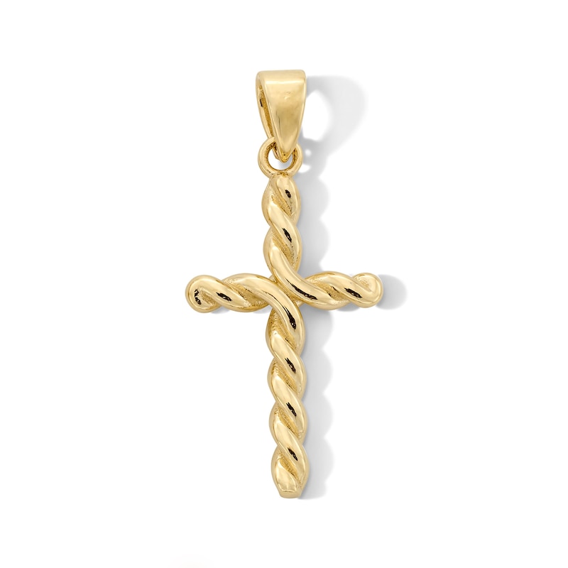 Main Image 1 of Twist Cross Necklace Charm in Solid 10K Gold