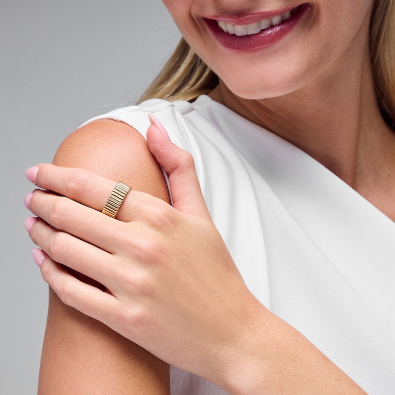 Main Image 2 of Ribbed Fashion Band in Solid 14K Gold