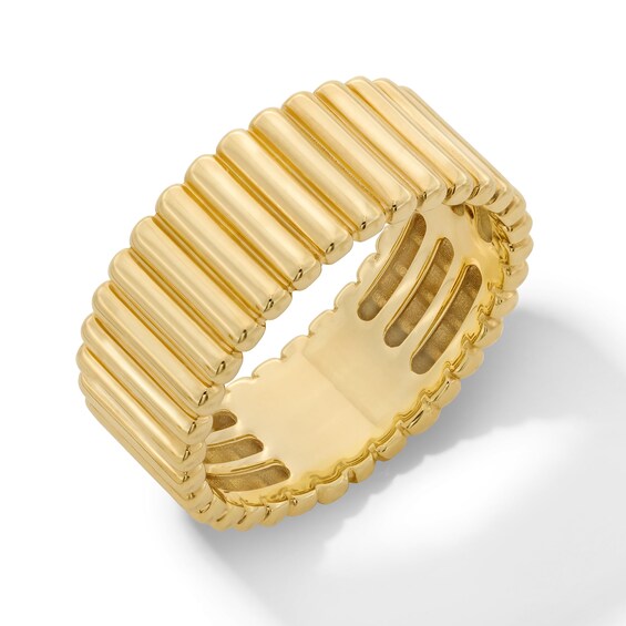 Ribbed Fashion Band in Solid 14K Gold