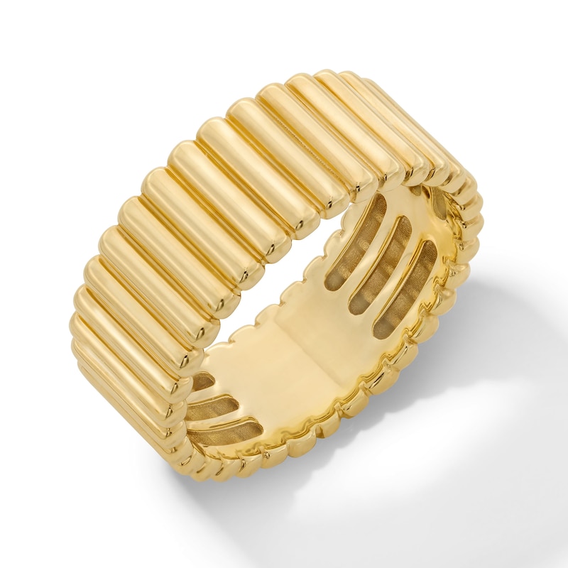 Main Image 3 of Ribbed Fashion Band in Solid 14K Gold